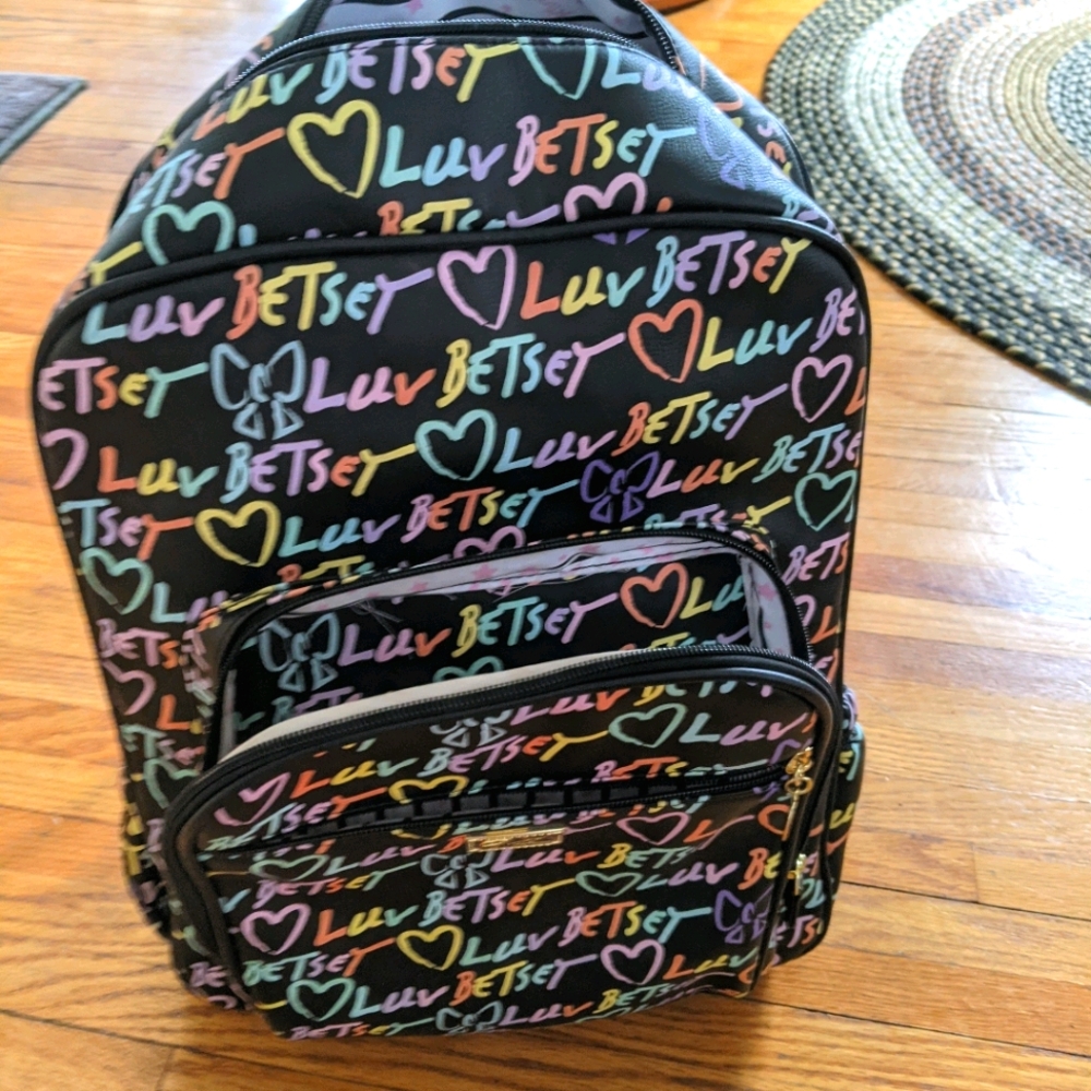 Betsey Johnson logo print leather backpack